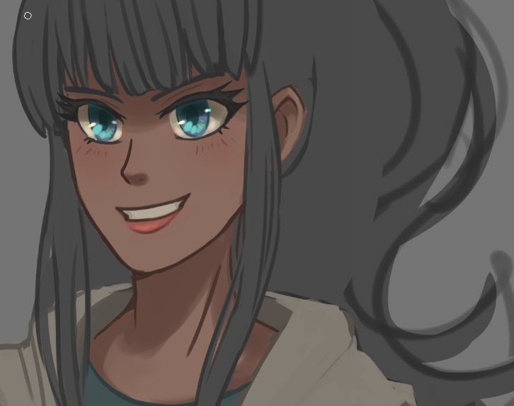 A in-progress digital illustration of an OC, Celes.