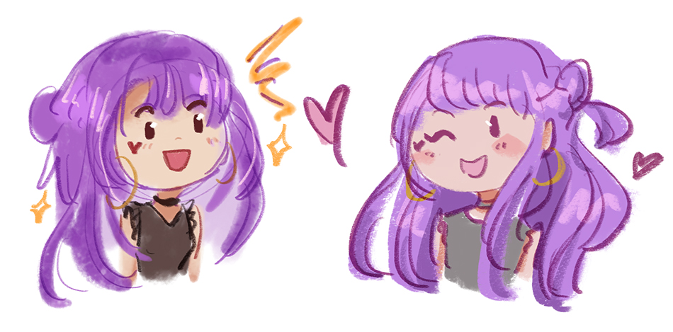 A set of 2 chibi doodles of Claris from Cupid Parasite.