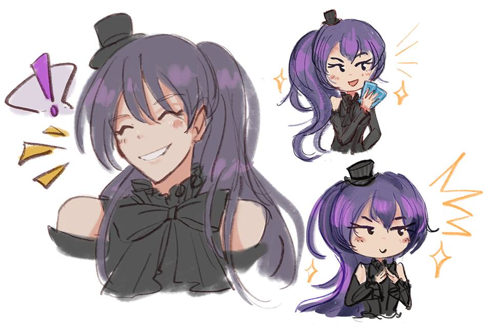 A set of 3 doodles of Tsumugi from Variable Barricade.