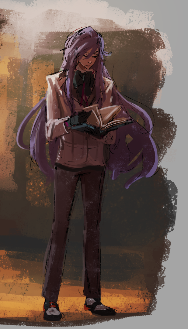 Digital speedpaint of Mizuki from Charade Maniacs quietly flipping through a book in a library