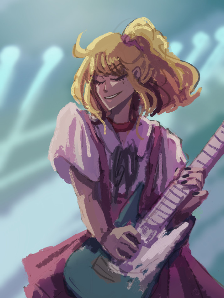 A speedpaint of a character playing the guitar.