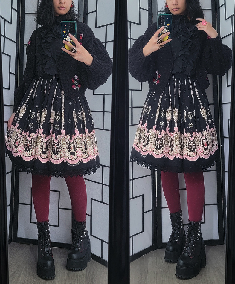 black and red casual gothic coordinate