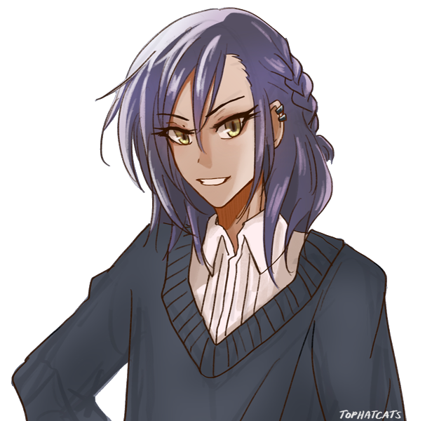 A half body sprite of Nao in the Collar x Malice art style.