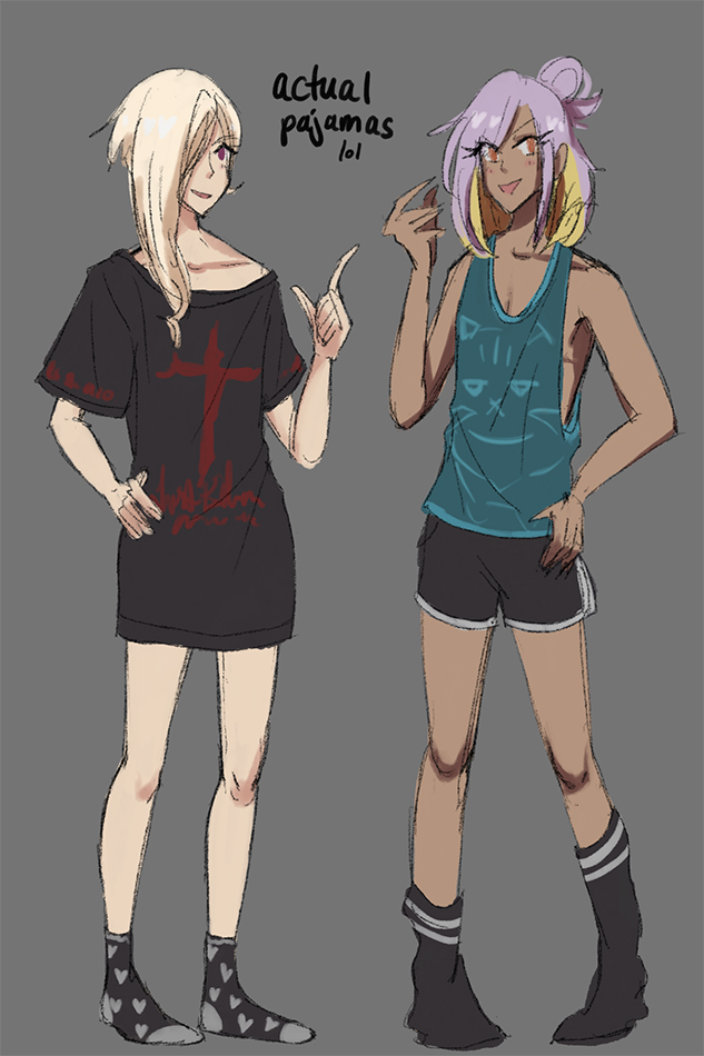 Beth and Bastia in super casual pjs