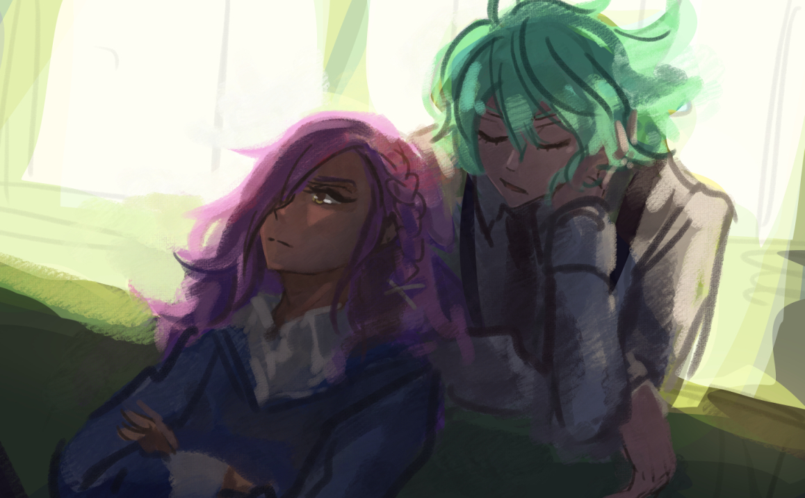 work in progress of Takeru and Nao talking quietly amongst themselves