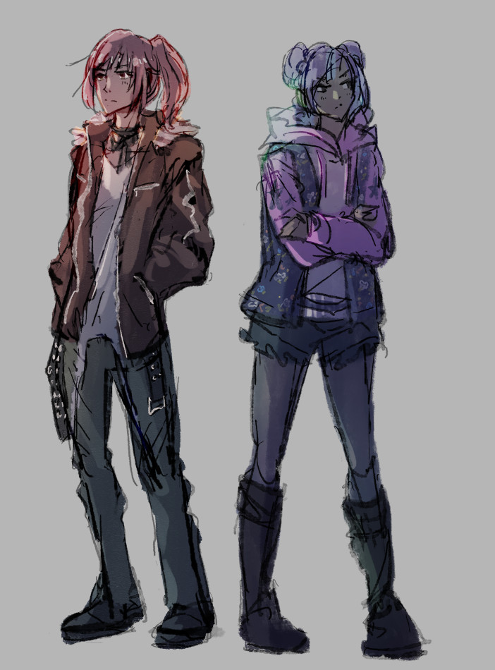 Chinatsu and Lan in casual streetwear