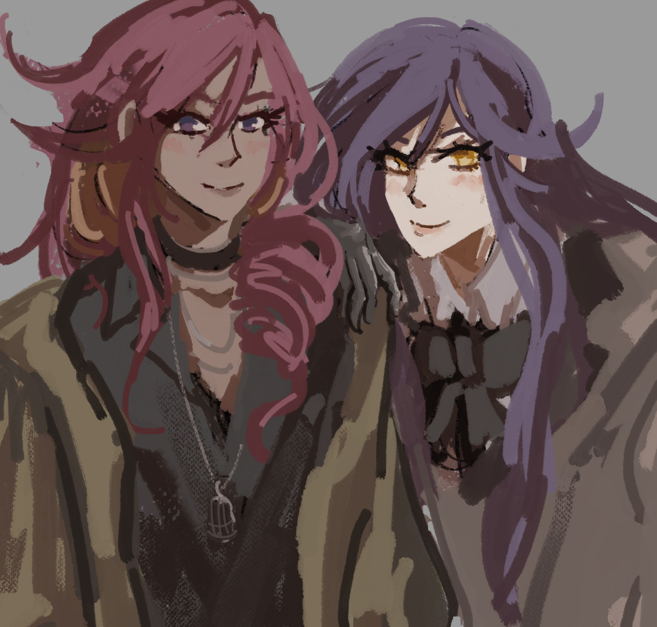 Rin and Mizuki portrait with pastel style brushes