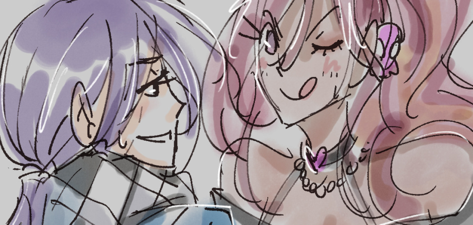 Close crop of a doodle featuring Rin with a troublemaking expression