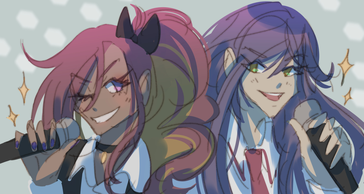 Rin and Mizuki singing karaoke.