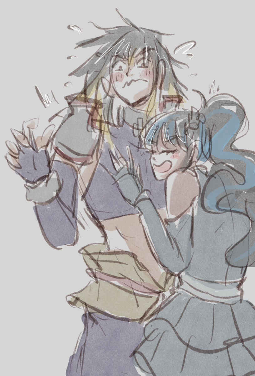 Albel trying to escape from Accelera's hug.