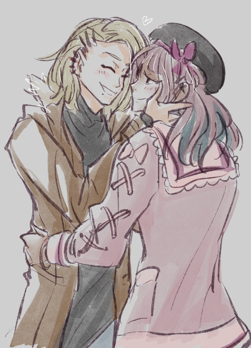 Fumi with a wide smile as he holds Tsuru's face tenderly.