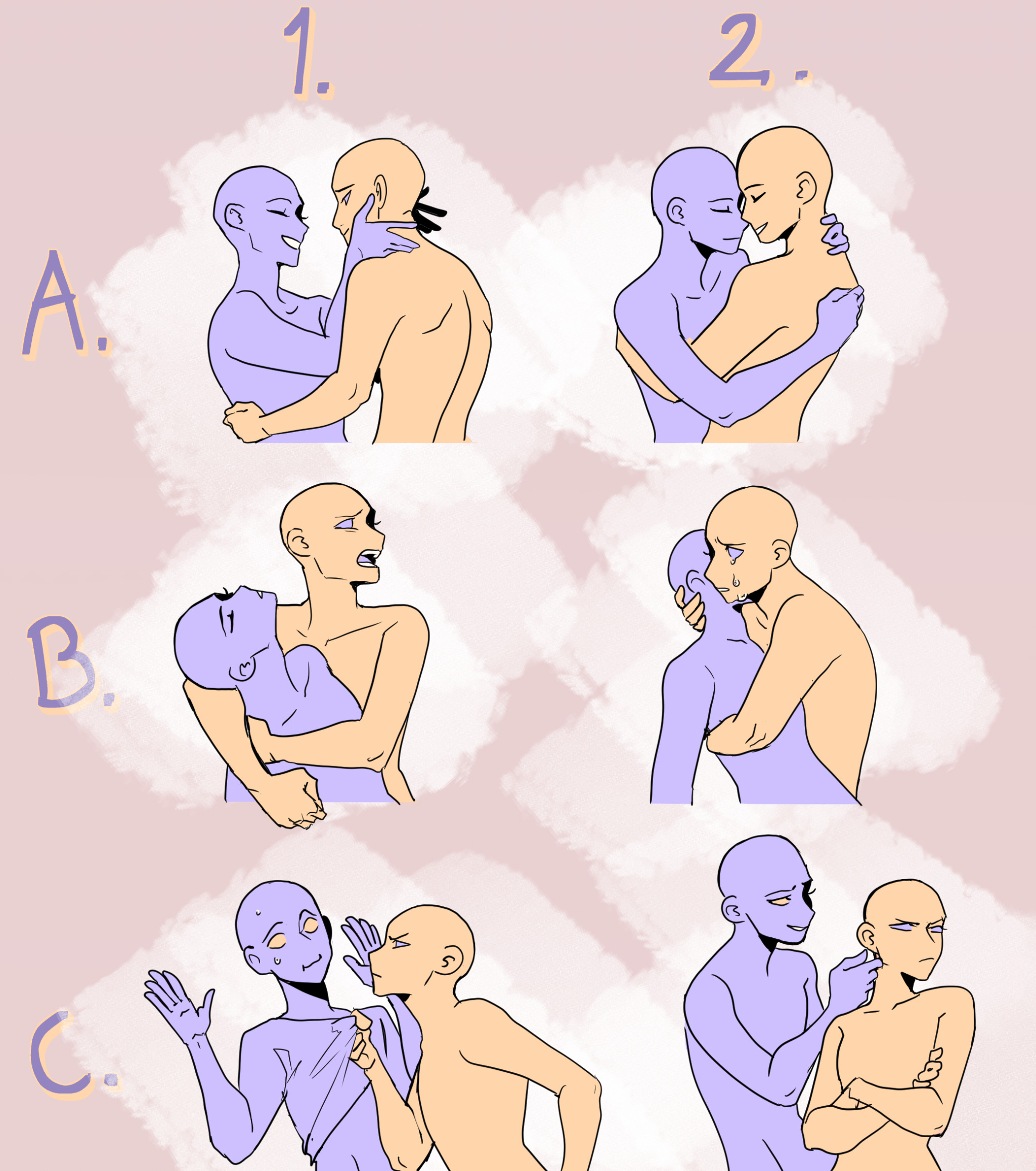 A set of 6 character poses in a 2 by 3 grid for a tumblr style ask meme