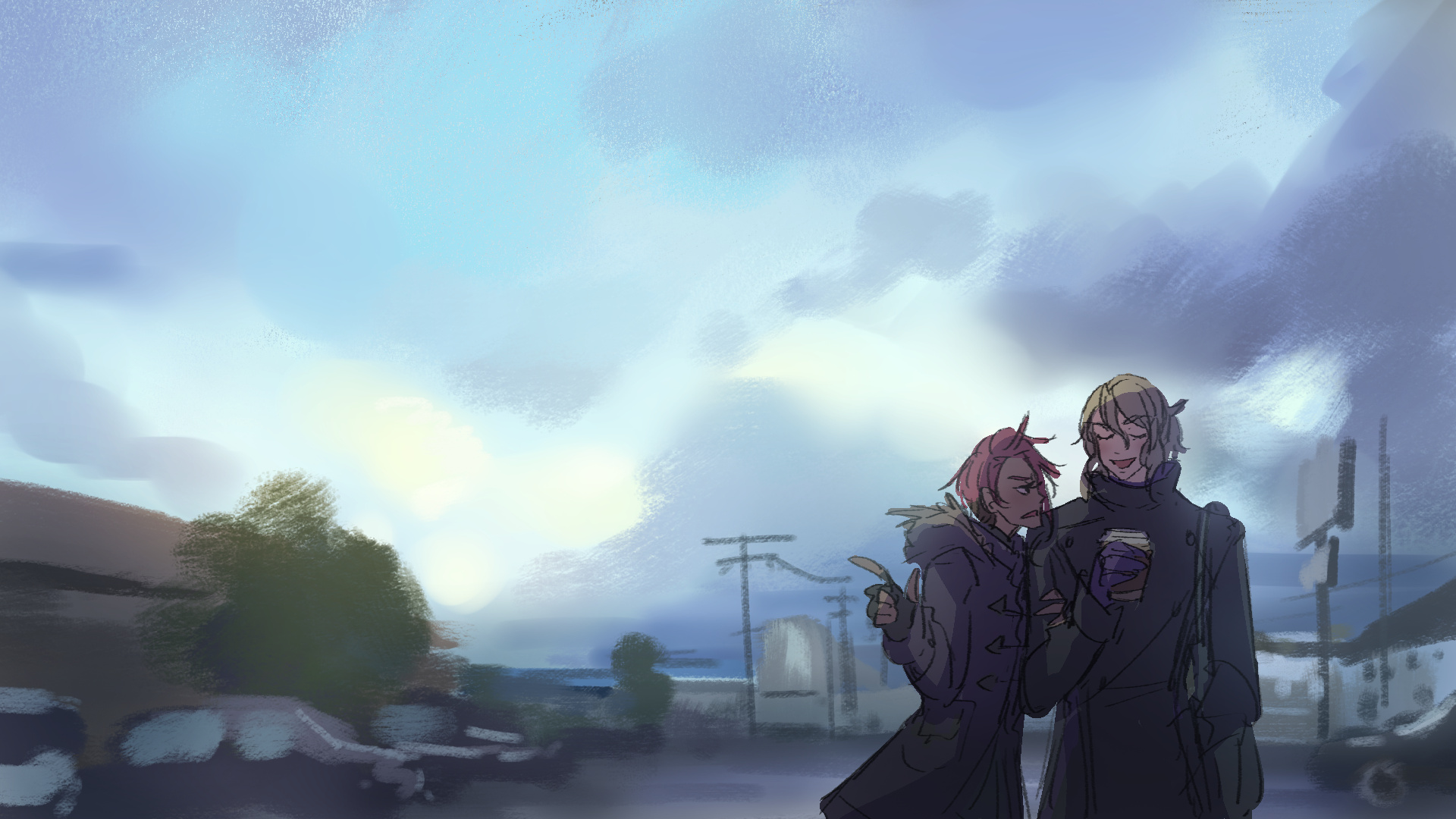 Full photo study illustration of Minase and Date.