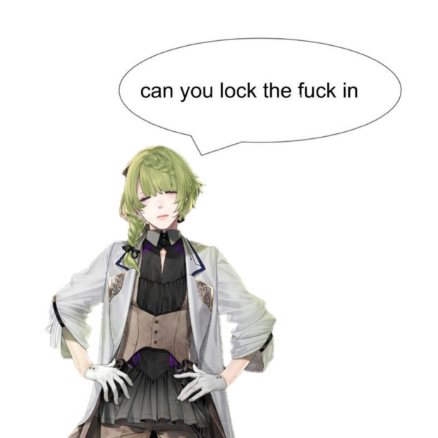 A weeping sprite of Dahut with a text bubble reading 'can you lock the fuck in'