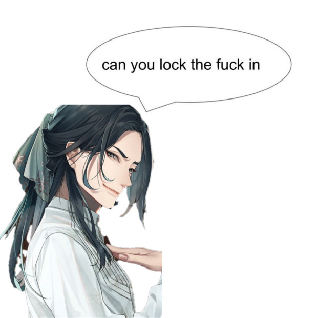 A smug sprite of Jean from Virche with a text bubble reading 'can you lock the fuck in'